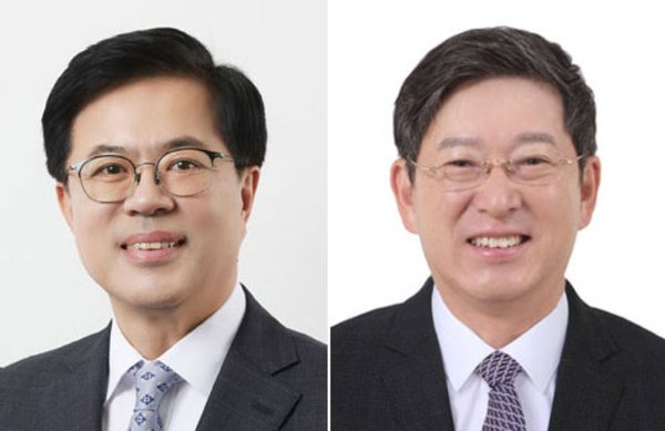 강원대 총장선거 1순위 정재연 후보, 2순위 주진형 후보(사진 왼쪽부터)