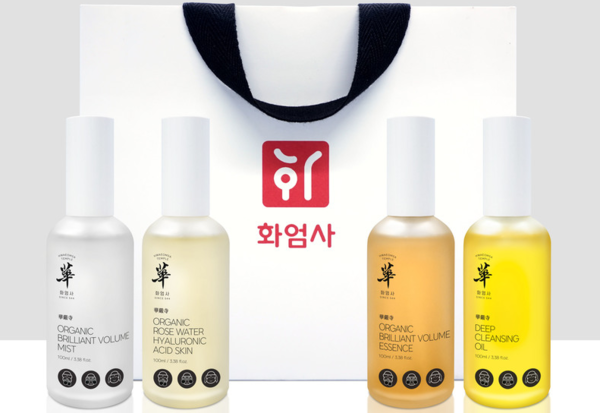 화엄사 홍매화 프리미엄 유기농 스킨케어 4종 세트. 사진=화엄사 홍보기획위원회
