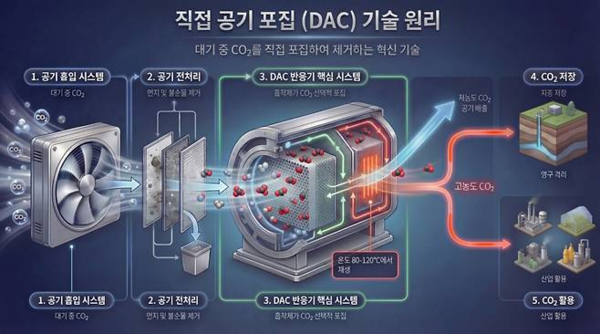 국내 연구진이 공기 중 이산화탄소를 직접 포집하는 기술의 성능을 1년 만에 19배 끌어올리는 데 성공했다.(사진=한국에너지기술 제공)